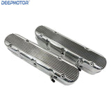 Deepmotor Aluminum finned Valve Covers w/ Coil Mounts & Cover for LS Polished