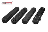 Deepmotor Aluminum finned Valve Covers w/ Coil Mounts & Cover for LS Black