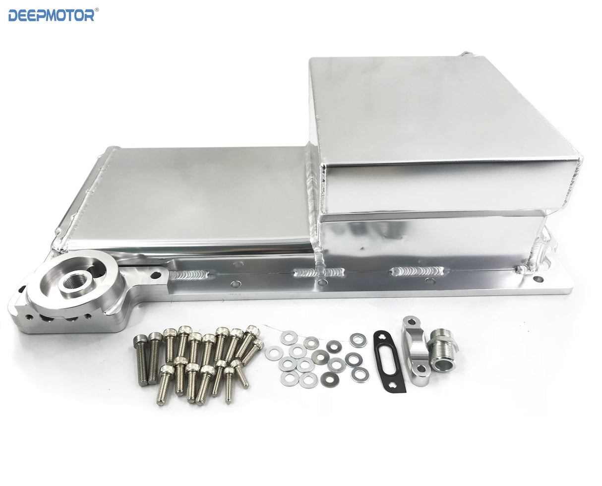 Deepmotor Aluminum Front Sump LS1 LS2 LS6 Oil Pan w/billet Oil Filter Adapter
