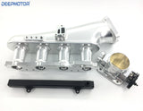 S14 S15 SR20DET 76mm Billet Intake Manifold Fuel Rail Throttle Body Silver