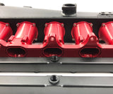 CNC 2JZ-GE Intake Manifold Fuel Rail Throttle Body Set 12 Injectors Black-Red