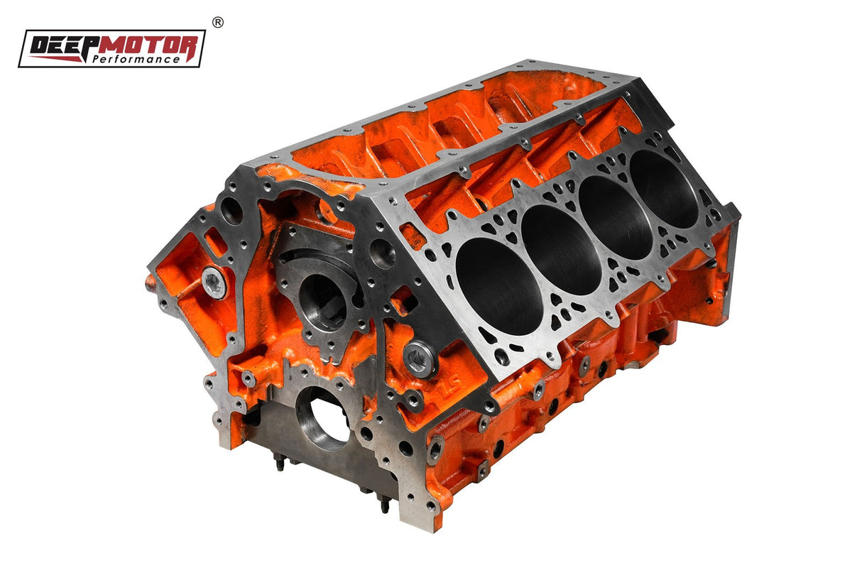 CNC machined Cast Iron Engine Block for LSX 4.000 Bore DH-9.240 6-Bolt Orange