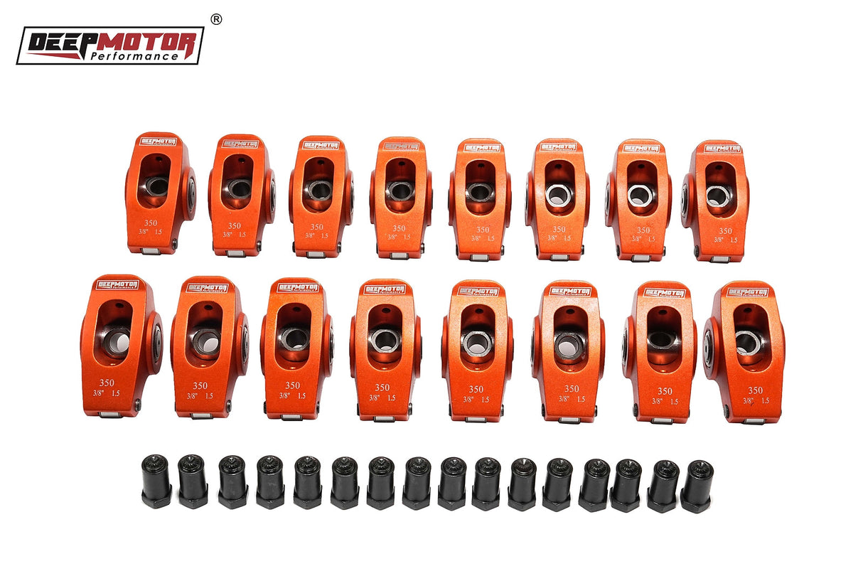 Deepmotor 2024-T6 Aluminum 1.5 Ratio 3/8'' Roller Rocker Arms for Chevy SBC 350