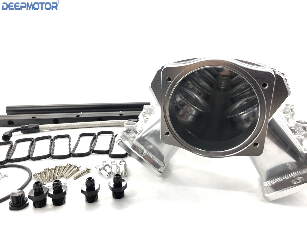 Deepmotor Aluminum Fabricated LS7 EFI Intake Manifold Fuel Rails Kit Silver