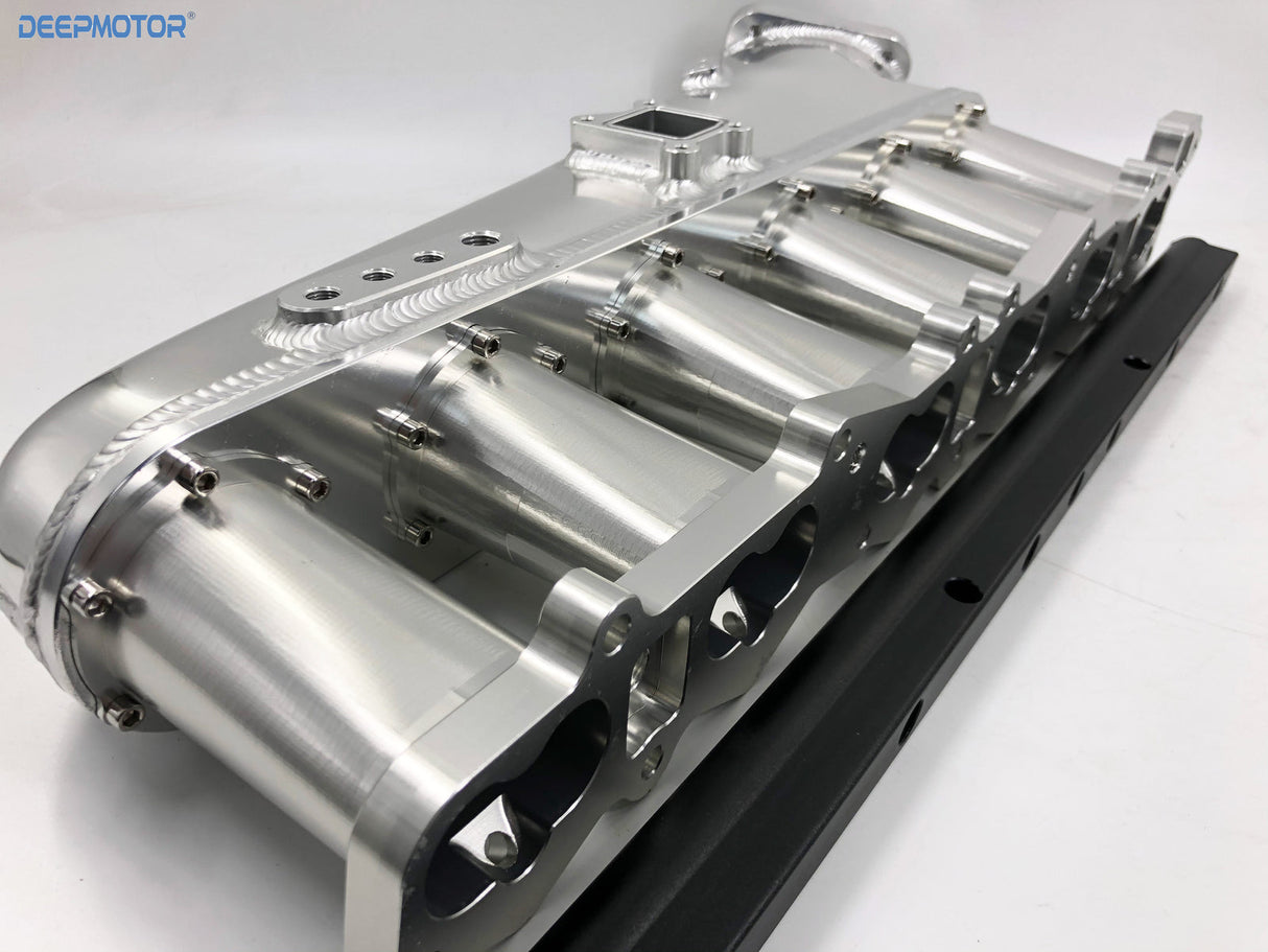 CNC RB26 RB26DET Intake manifold Fuel Rail 90mm Throttle Body Set 6 Injectors SL
