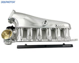 CNC 2JZ-GE Intake Manifold Fuel Rail 90mm Throttle Body Set 6 Injector Silver
