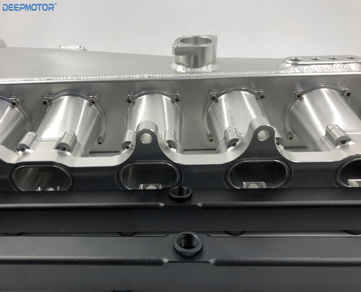 CNC 2JZ-GE Intake Manifold Fuel Rail Throttle Body Set 12 Injectors Sliver