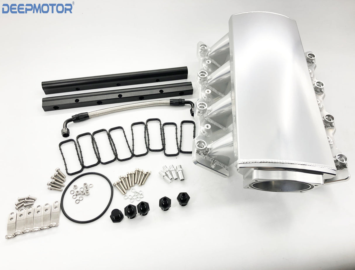 102mm Low Profile Intake Manifold LS1 LS2 LS6 w/MAP Sensor Port Fuel Rail Silver