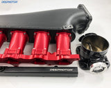 CNC 2JZ-GE Intake Manifold Fuel Rail 90mm Throttle Body set 6 Injector Red-Black