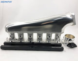 CNC 2JZ-GE Intake Manifold Fuel Rail Throttle Body Set 12 Injectors Sliver