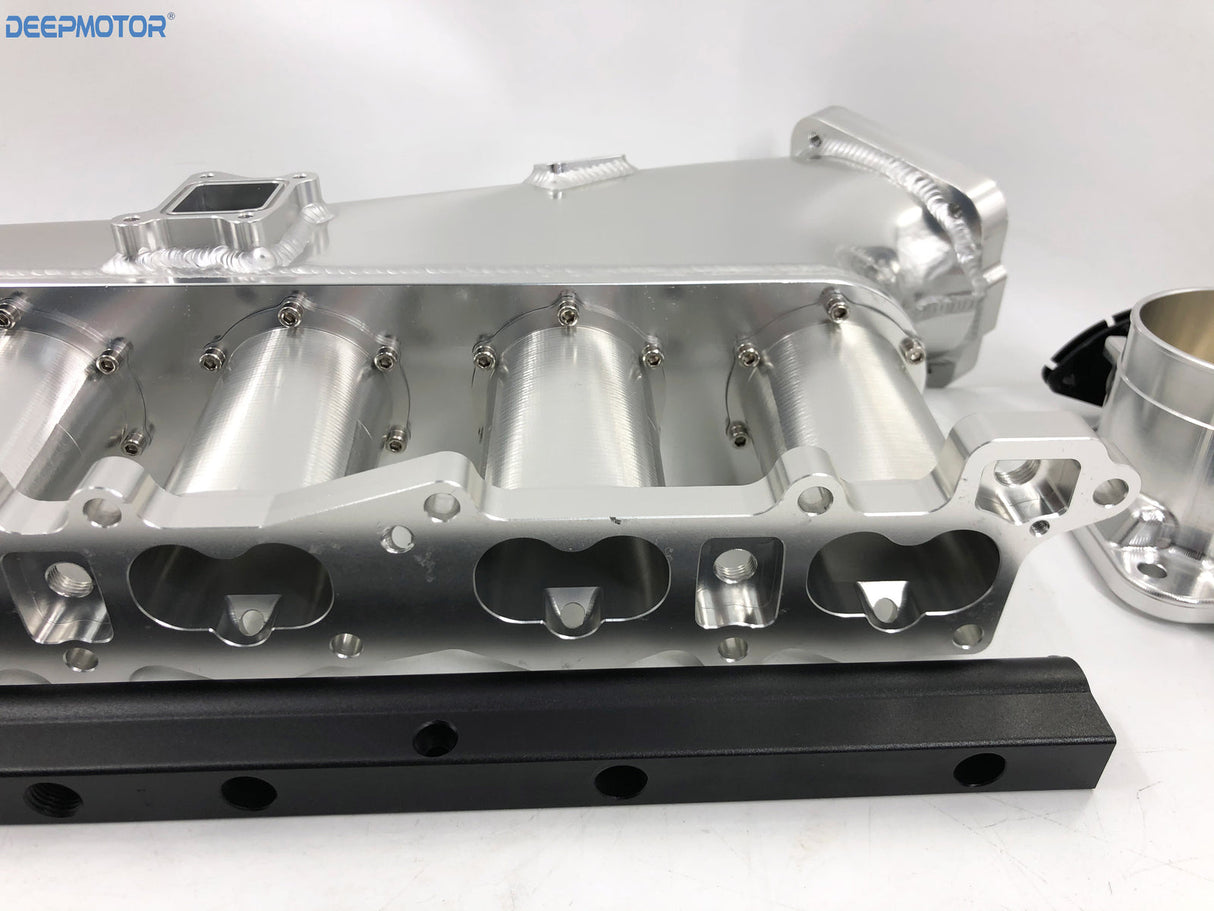 CNC RB26 RB26DET Intake manifold Fuel Rail 90mm Throttle Body Set 6 Injectors SL
