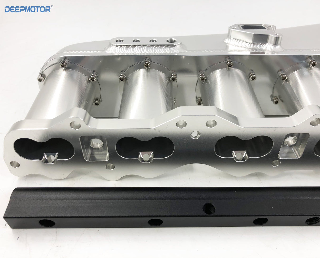 CNC RB25DET RB25 90mm Intake Manifold Fuel Rail Throttle Body Set 6 Injector Sil
