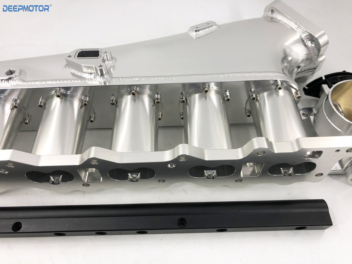 CNC RB25DET RB25 90mm Intake Manifold Fuel Rail Throttle Body Set 6 Injector Sil