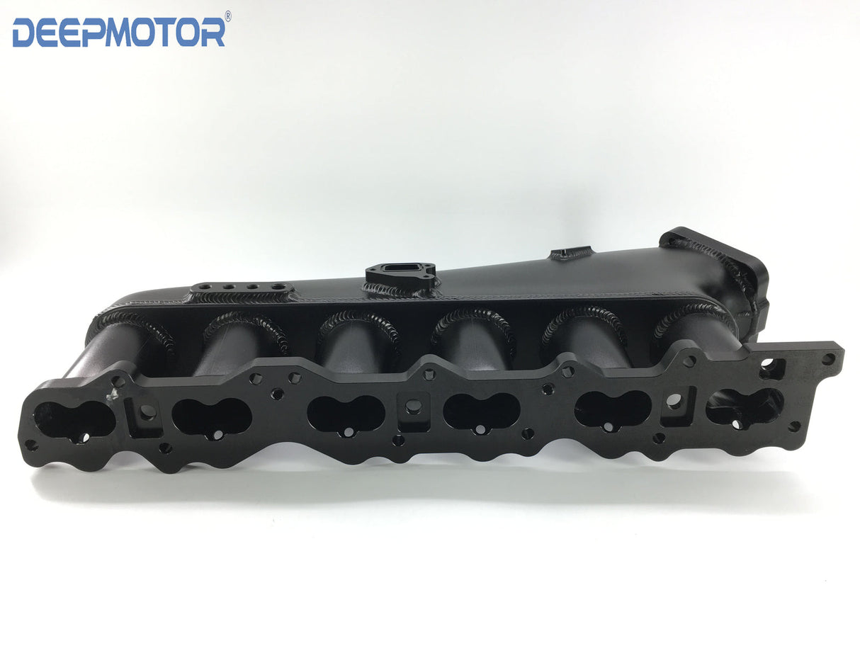RB25 RB25DET Billet Intake Manifold Fuel Rail 90mm Throttle Body and Cable Black