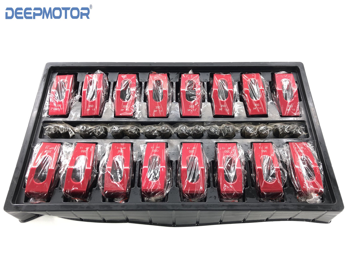 Deepmotor SBC 350 1.5 Ratio 3/8’’ Aluminum Rocker Arms Set for SBC Chevy Red