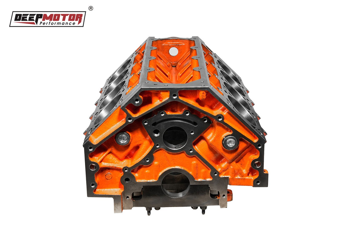 CNC machined Cast Iron Engine Block for LSX 4.000 Bore DH-9.240 6-Bolt Orange