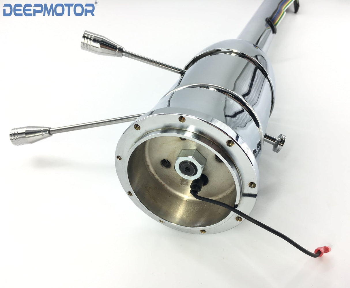 32'' Chrome Floor Tilt Manual Steering Column w/ 9 Hole Wheel Adapter No Key