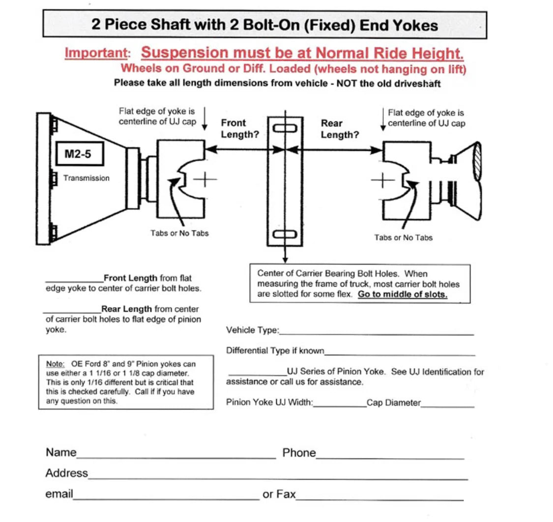 East Coast Driveline® Custom Length Aluminum 2-Piece 1550, 1480, 1410, or 1350 Series HD 5” Driveshaft