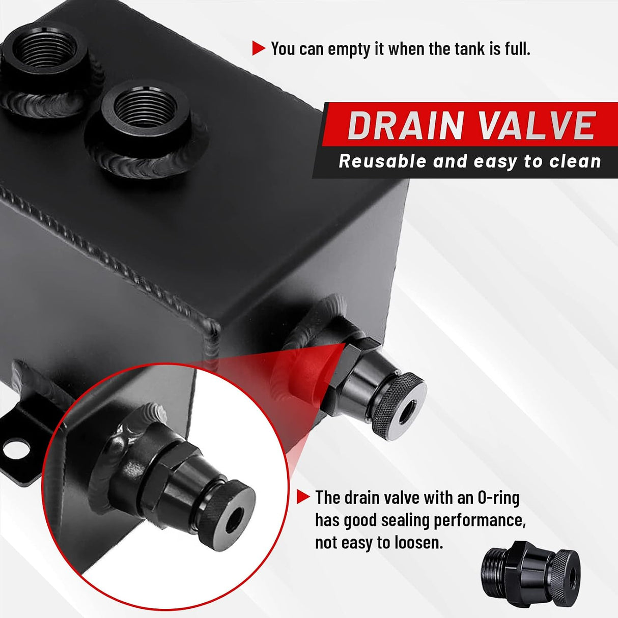 Universal 2L -10AN Black Baffled Oil Catch Can with Breather Filter