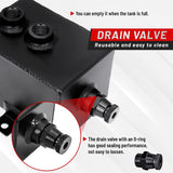 Universal 2L -10AN Black Baffled Oil Catch Can with Breather Filter