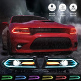 Kingman Speed® (15-23) Dodge Charger Head Lights with Color Shift DRL Strip (Halogen)