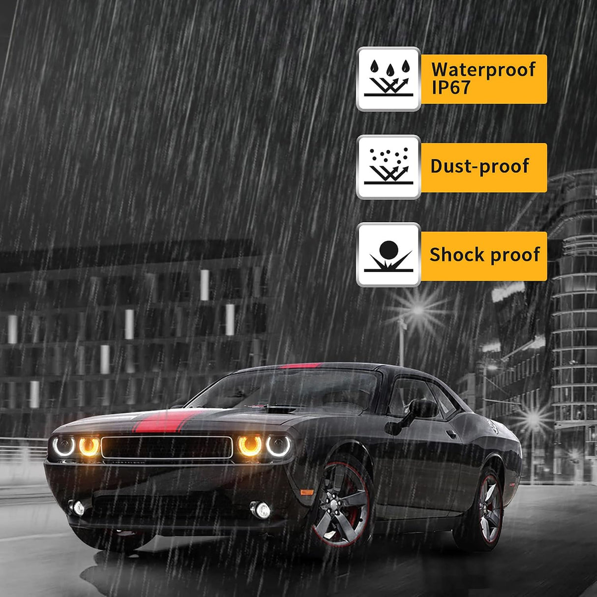 08+ Dodge Challenger Projector Head Lights Sequential Indicator Halo