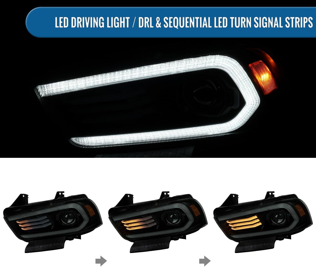 Dodge Charger Head Light LED DRL Switchback Sequential Turn Signal