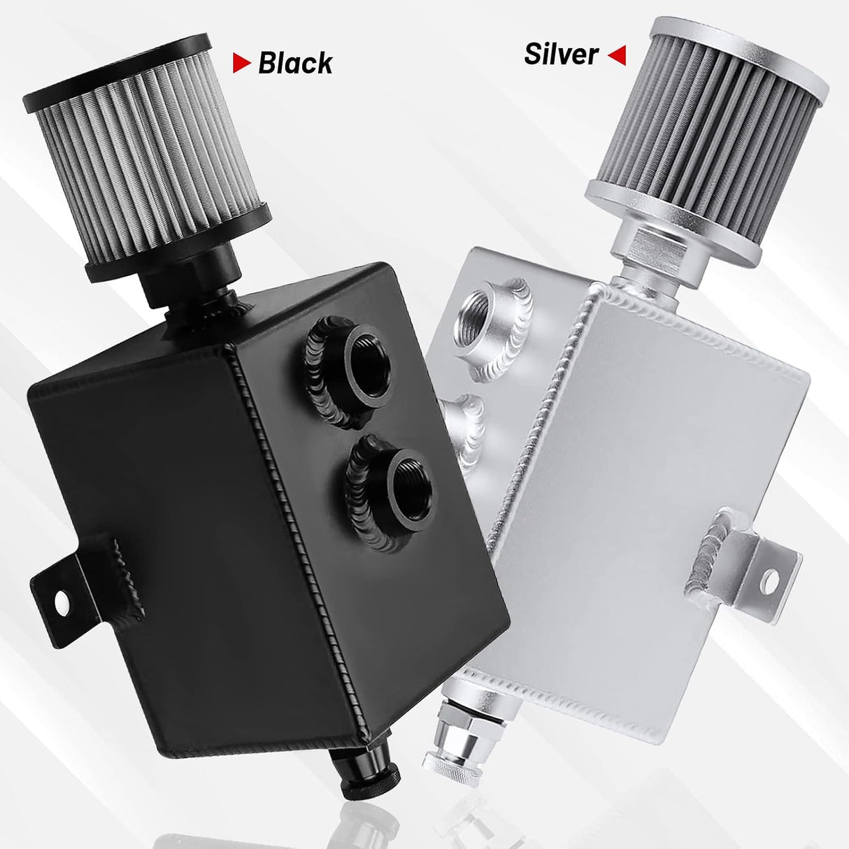 Universal 2L -10AN Black Baffled Oil Catch Can with Breather Filter