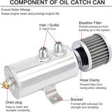750mL -10AN Silver Baffled Oil Catch Can with Breather Filter (2-Port)