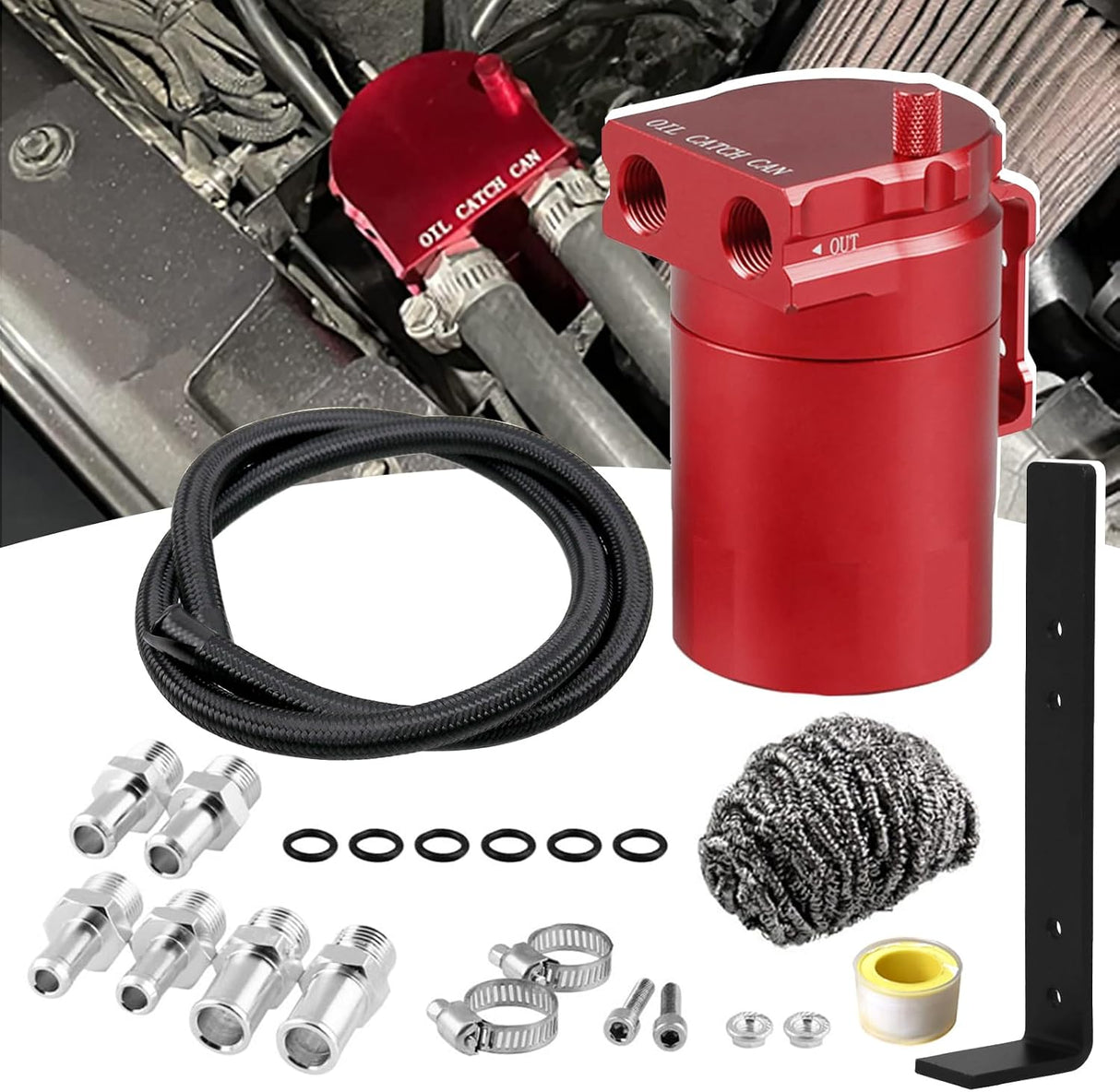 Universal 350ml Baffled Oil Can Kit with Mounting Bracket