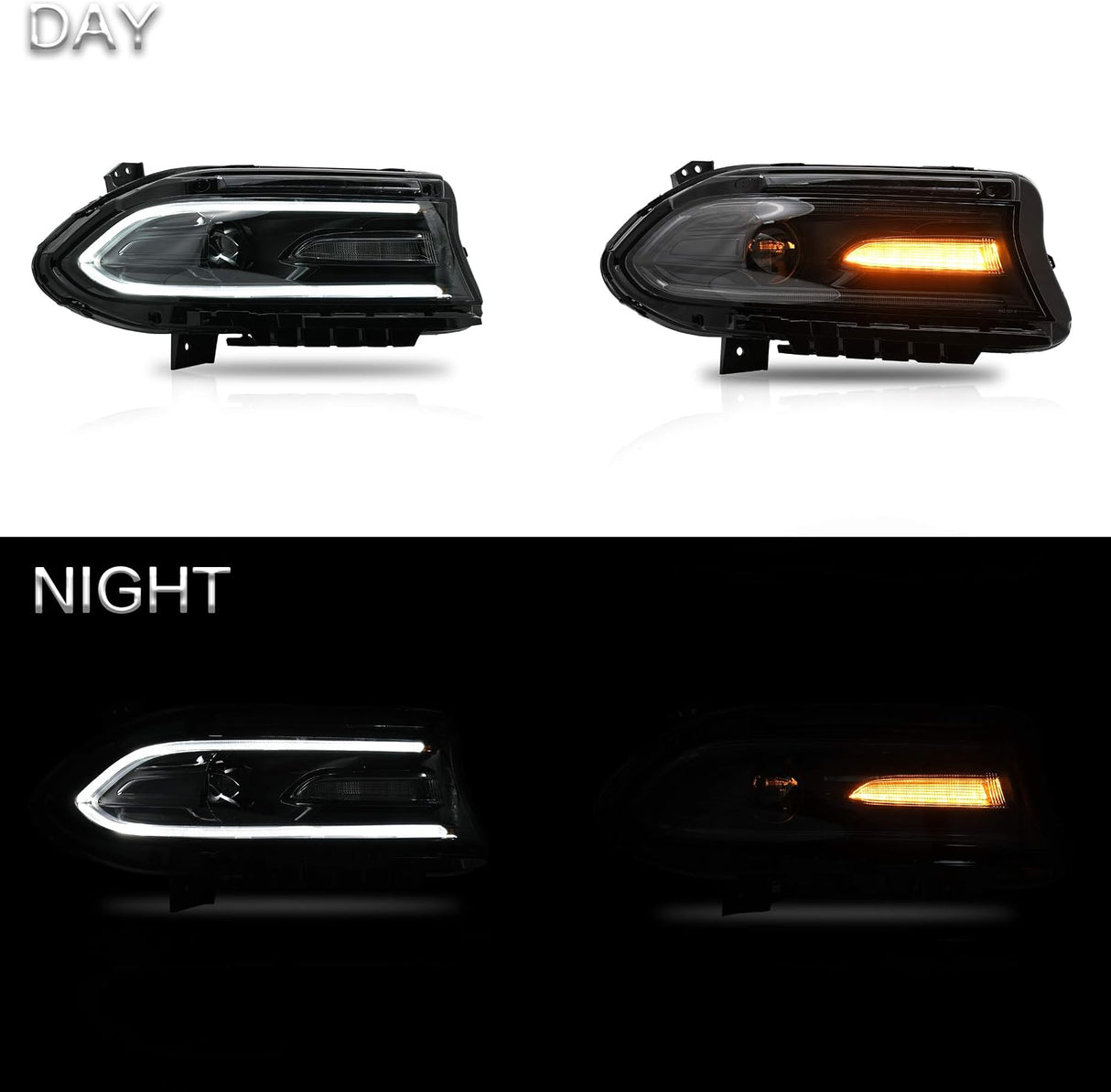 15-23 Dodge Charger Head Lights with Dual Beam Lens (Halogen)