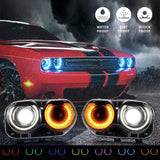 15-23 Dodge Challenger Head Lights with Color Shift Halos (Halogen)