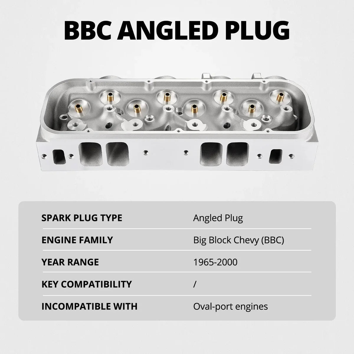 65-00 Chevy BBC V8 396/427/454/502 Aluminum Cylinder Head (Angled Plug)