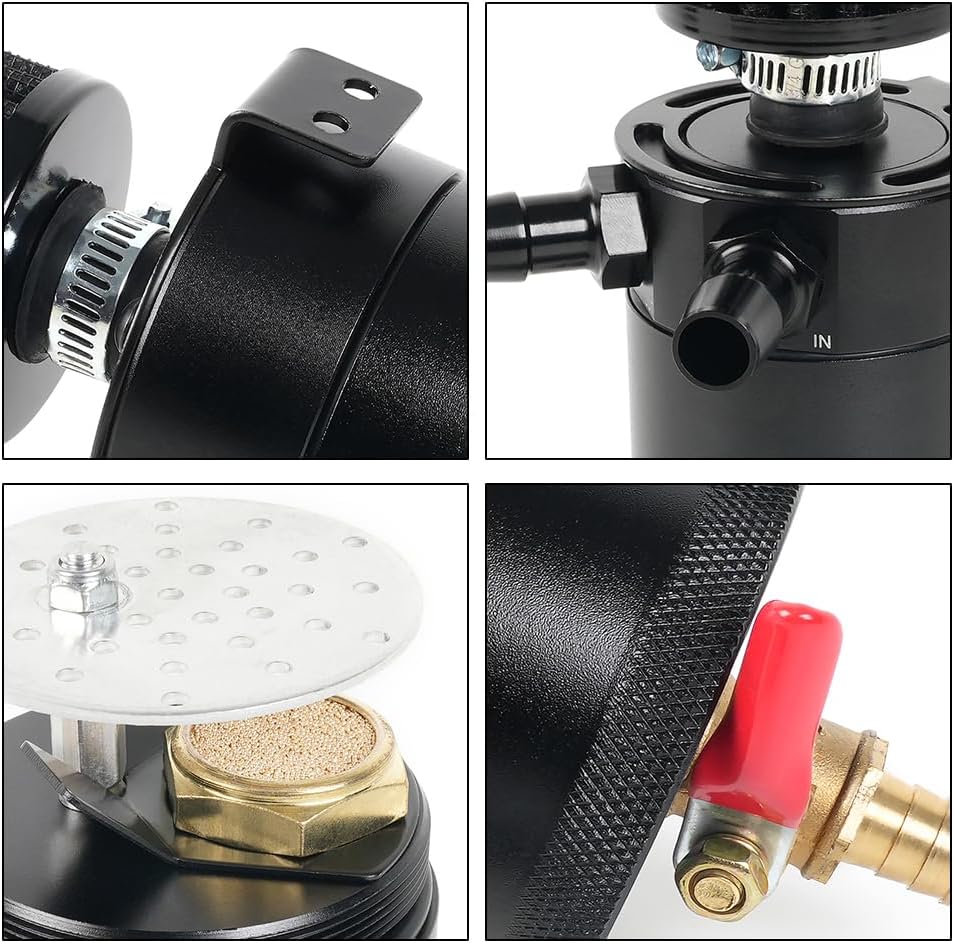 150mL Black Baffled Oil Can with Breather Filter/Drain Valves (2-Port)