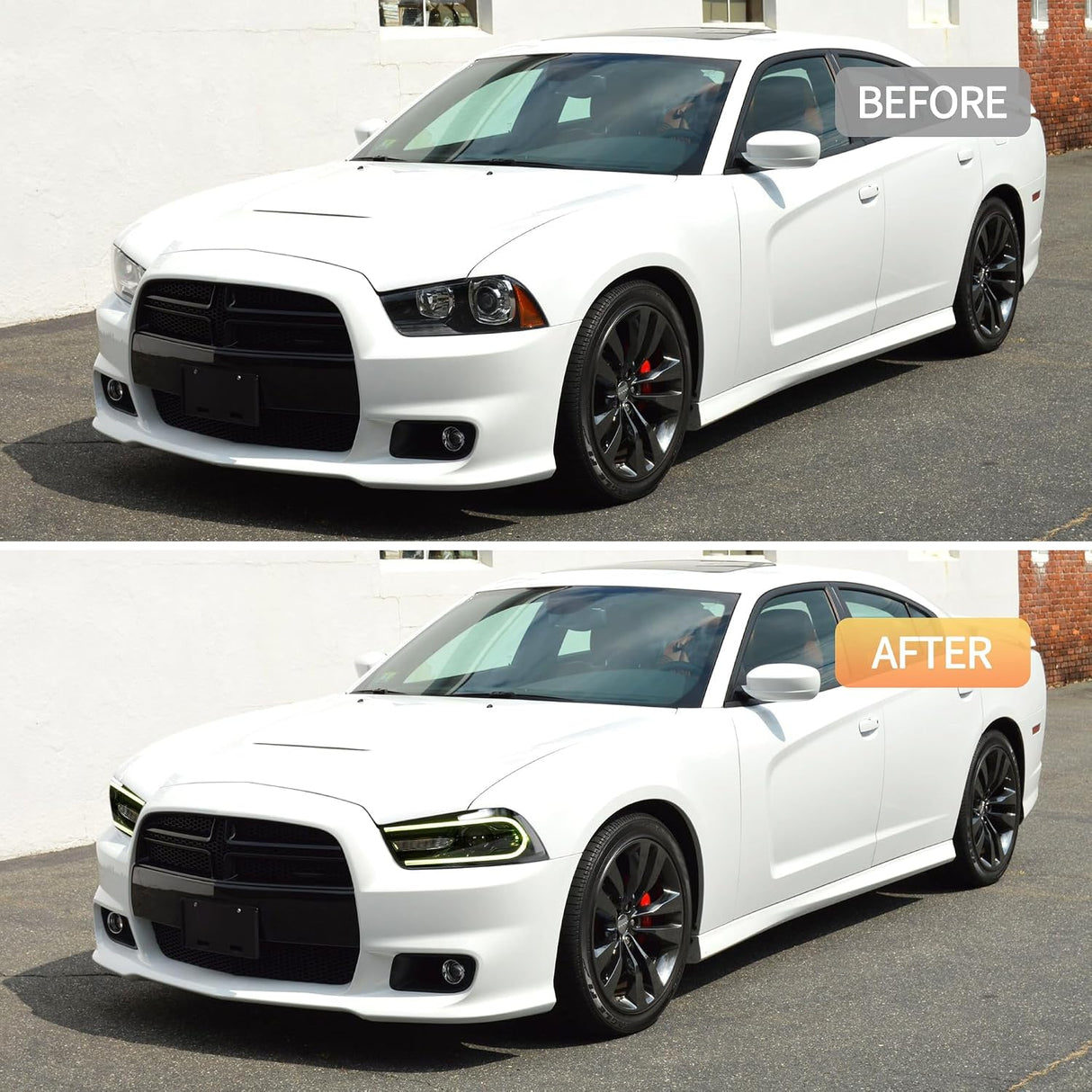 11-14 Dodge Charger Head Lights with Color Shift DRL Srip (Halogen) 