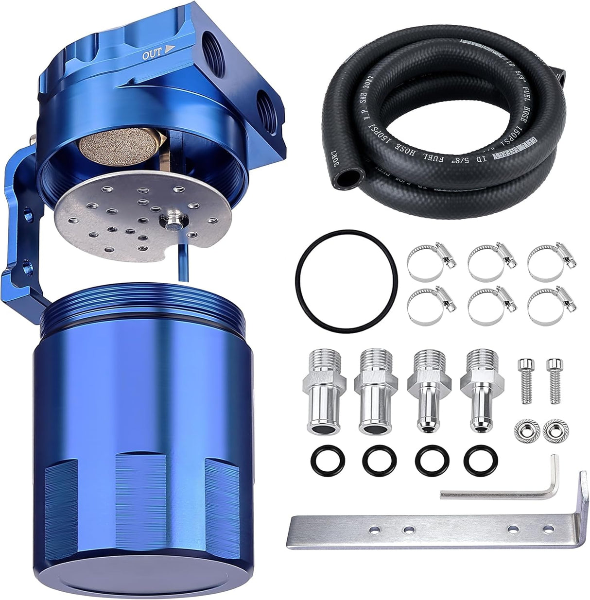 300ML Baffled Oil Can with Breather Filter 5/8" ID 5 FT NBR Fuel Hose