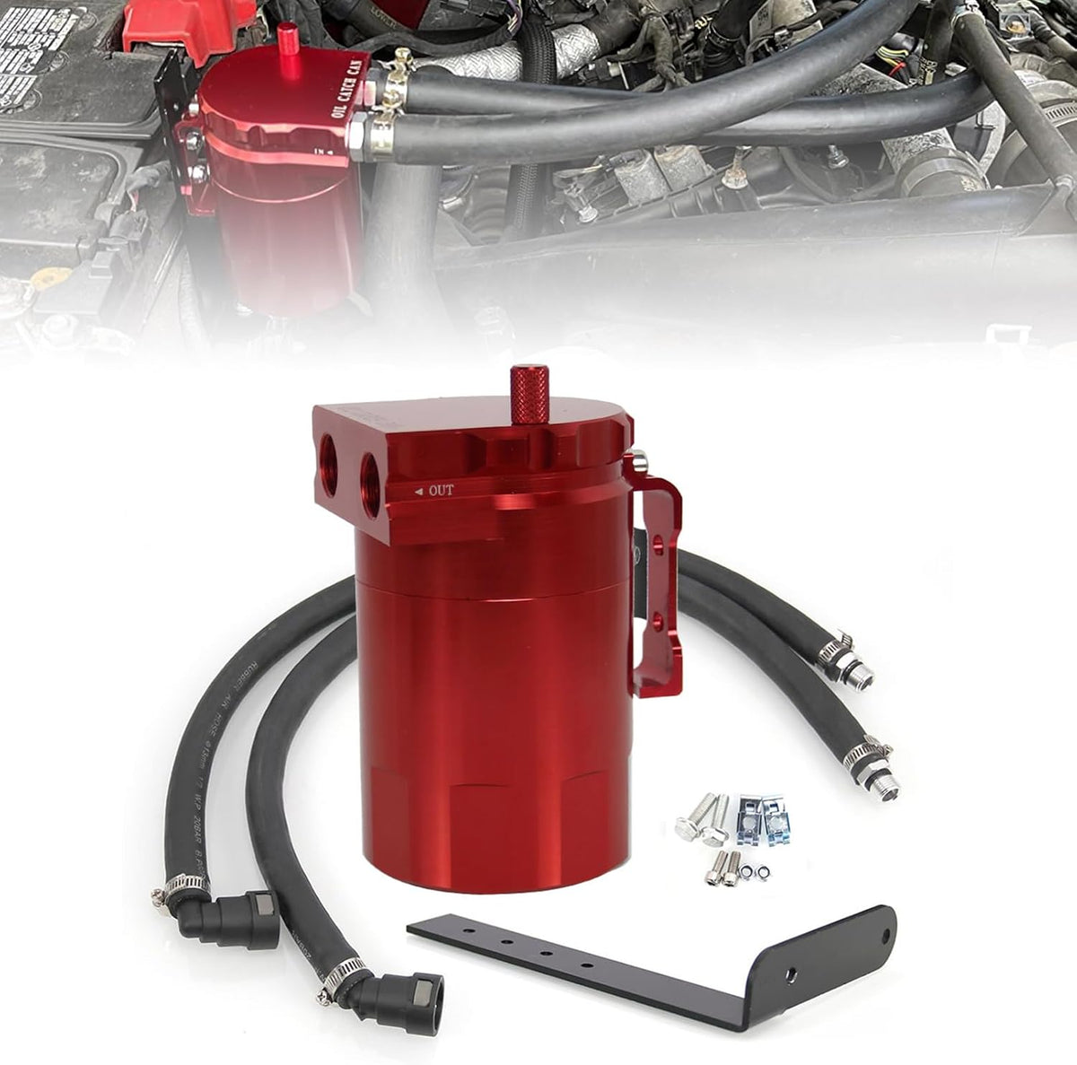 Ford Mustang/F-150 2.7L/3.5L/5.0L 400ml Baffled Oil Catch Can (Filter)

