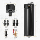 750mL Billet Baffled Oil Can with Breather Filter/Drain Valves (2-Port)