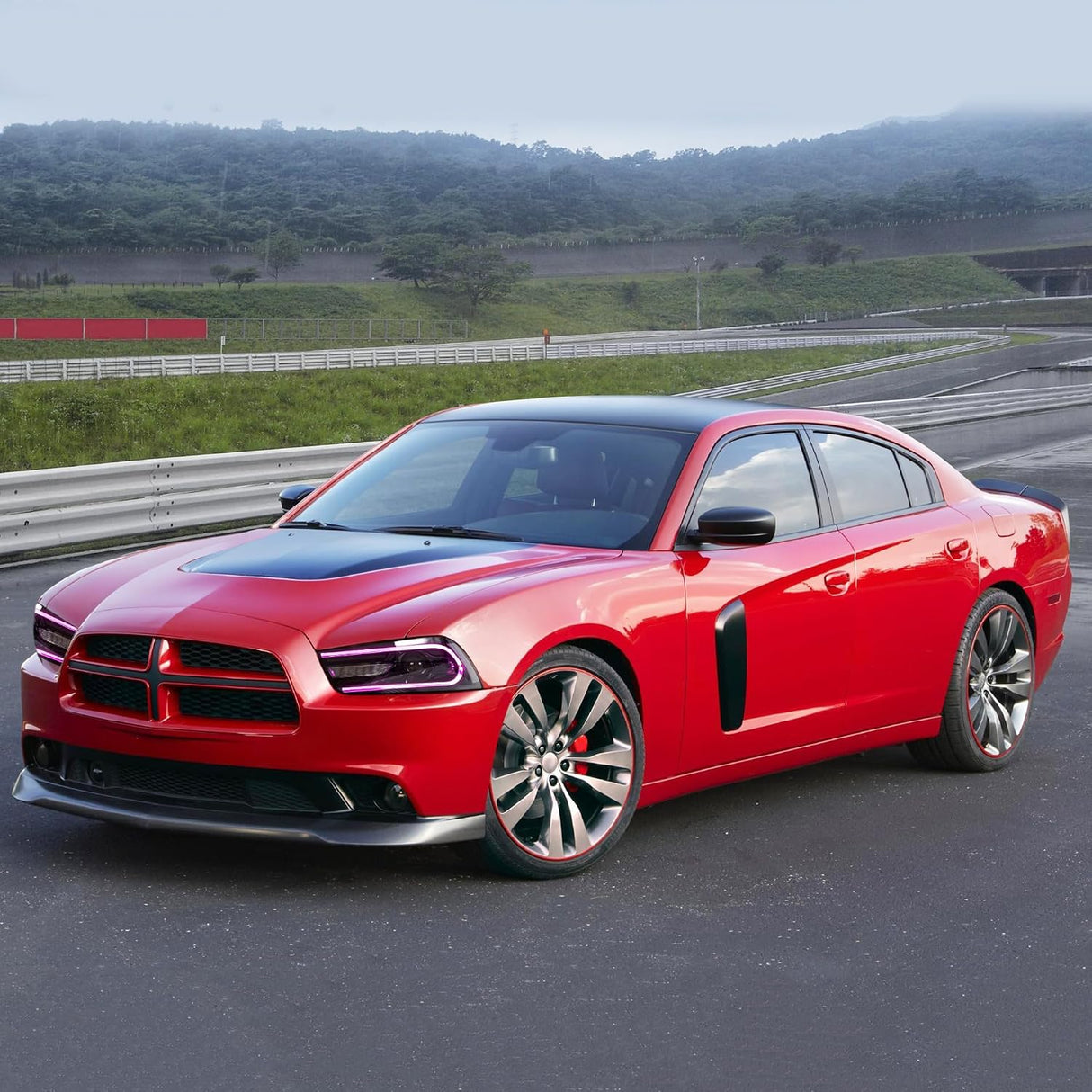 11-14 Dodge Charger Head Lights with Color Shift DRL Srip (Halogen) 
