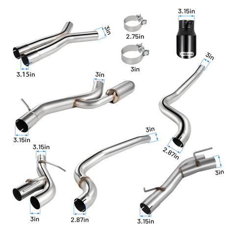 Flashark® (16-24) Chevrolet Camaro LT1/SS/ZL1 3" Cat-Back Exhaust with NPP Valves