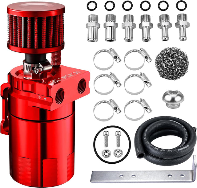 300ML Baffled Oil Can with Breather Filter 3/8" ID 5FT NBR Fuel Hose

