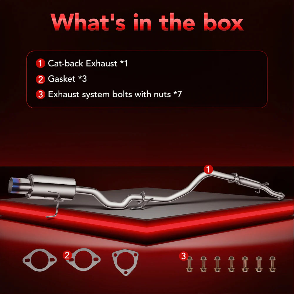 (92-00) Honda Civic 1.6L 2.25" Cat-Back Exhaust with 4" OD Burnt Tip