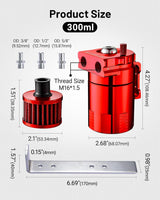 300ML Baffled Oil Can with Breather Filter 3/8" ID 5FT NBR Fuel Hose


