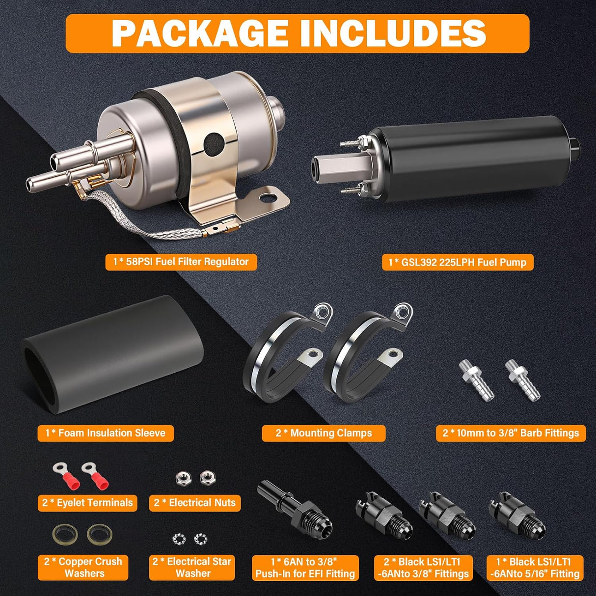 Kingman Speed® GM GEN III/IV LS 255LPH 12V 58 PSI Returnless EFI Fuel System