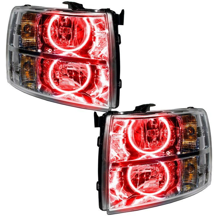 Oracle Lighting 07-13 Chevrolet Silverado Pre-Assembled LED Halo Headlights (Round Style) -Red