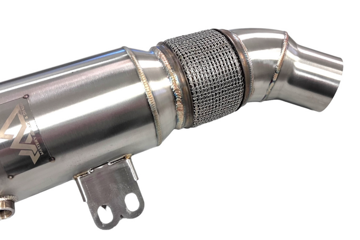Mastery of Art & Design BMW/GR Supra B58B30 'Fat Boy' 5" Catless Downpipe with Bracket