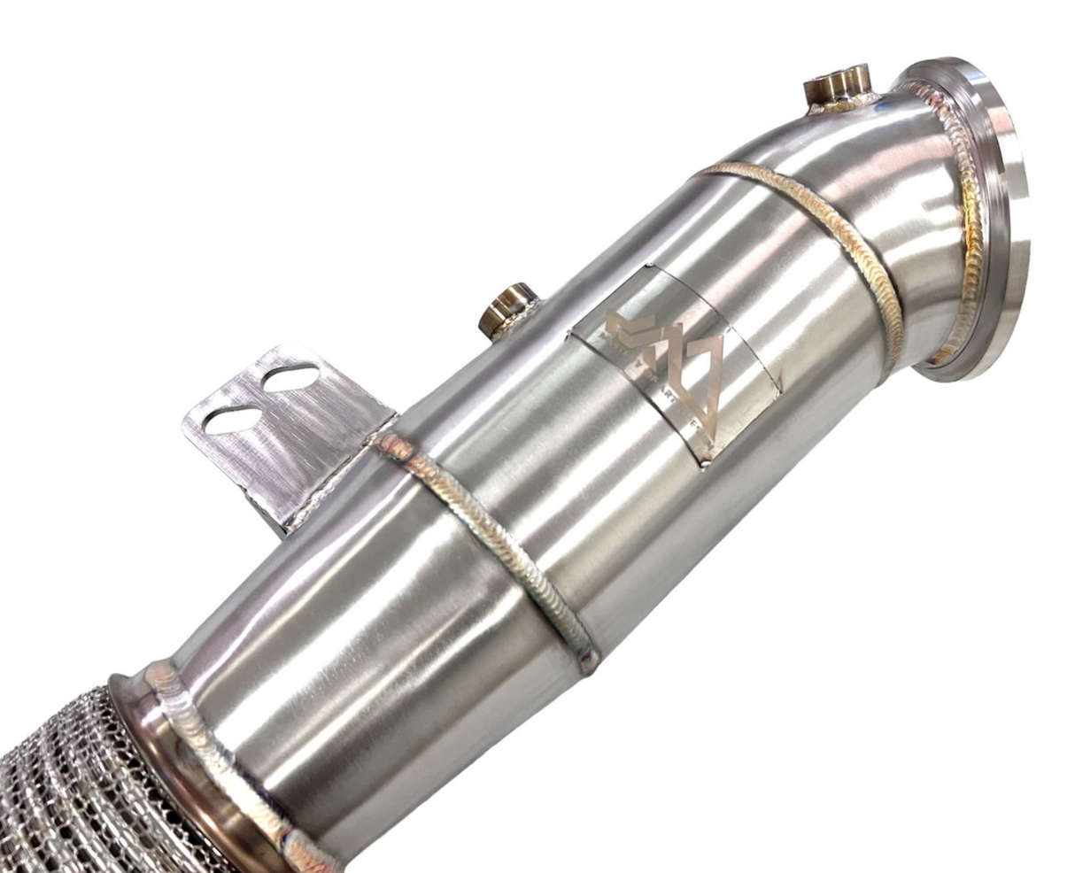 Mastery of Art & Design BMW/GR Supra B58B30 V2 4.5" Catted Downpipe with Bracket