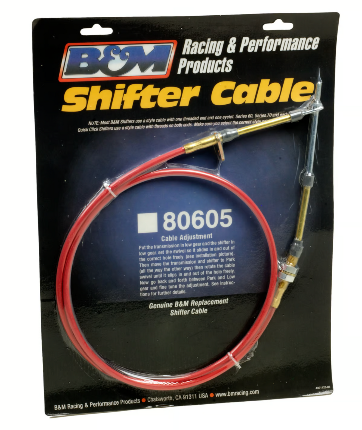 B&M® #80605 5 FT Red Shifter Cable for B&M Shifters (Except Racing Kits)