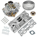 Holley® #VK060093 Street Avenger Carburetor and SBC Vortec Intake Manifold Combo (570 CFM - 4150 - Vacuum Secondaries - Shiny - Gasoline)