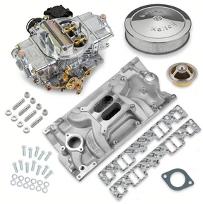 Holley® #VK060090 Street Avenger Carburetor and SBC Vortec Intake Manifold Combo ( 770 CFM - 4150 - Vacuum Secondaries - Shiny - Gasoline)